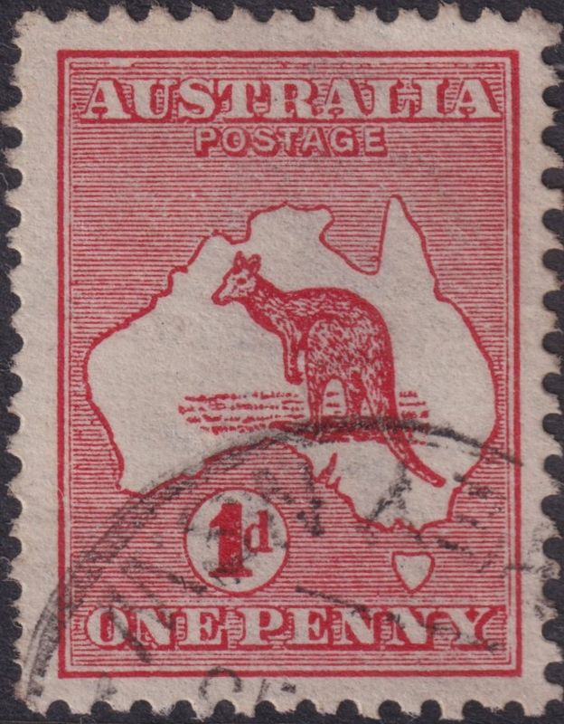 Australia 1913 1d Red Die II with White Over AU