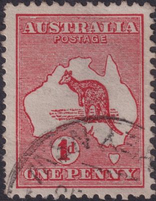 Australia 1913 1d Red Die II with White Over AU