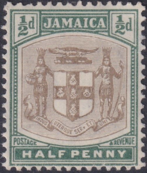 Jamaica 1905 ½d Arms with SER.ET Flaw