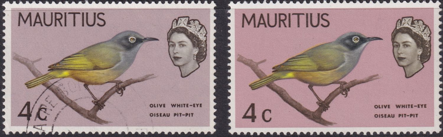 Mauritius 1965 4c White Eye Mauve Pink Omitted