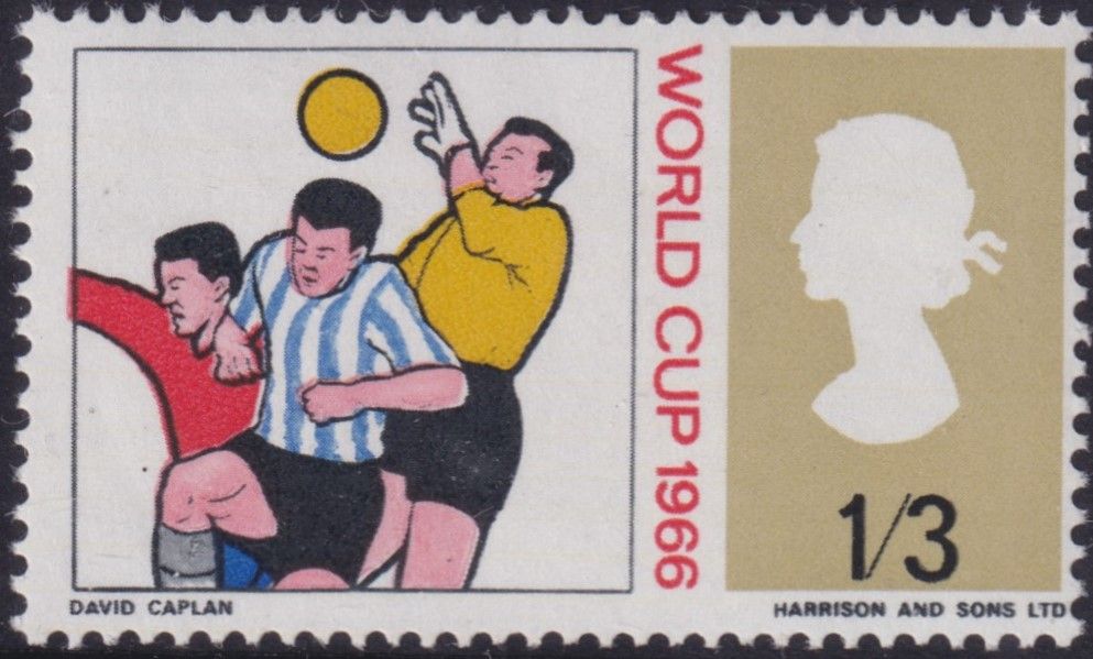 GB 1966 1/3d World Cup with Darned Stocking Variety
