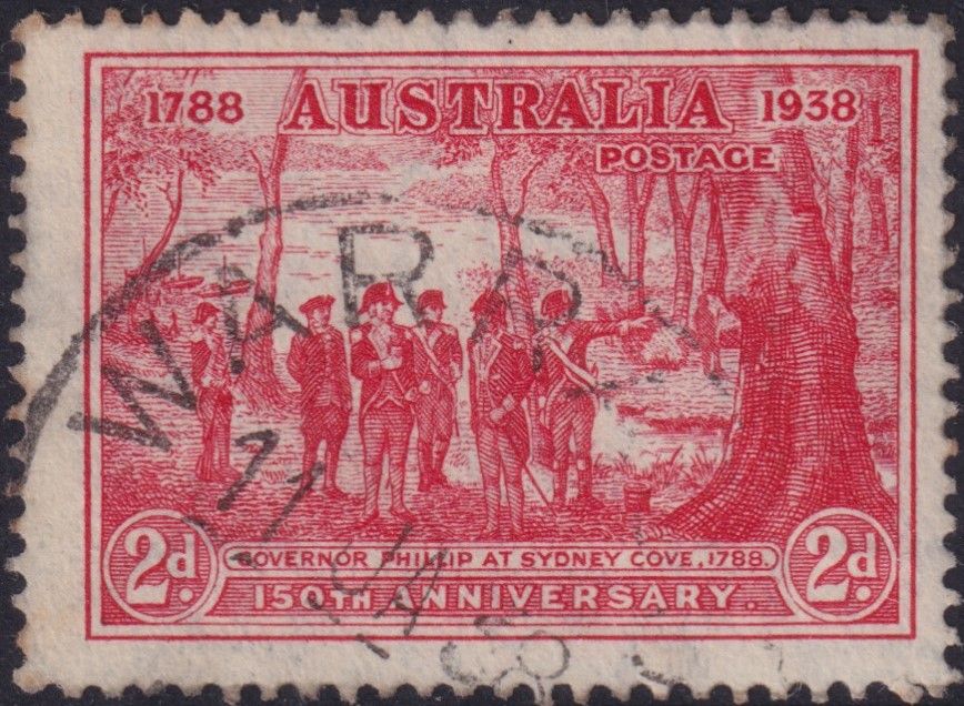 Australia 1937 2d Sesquicentenary with Pantaloon Flaw