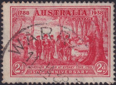 Australia 1937 2d Sesquicentenary with Pantaloon Flaw