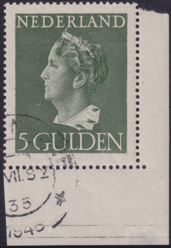 Netherlands 1946 5g Queen Wilhelmina Corner Single