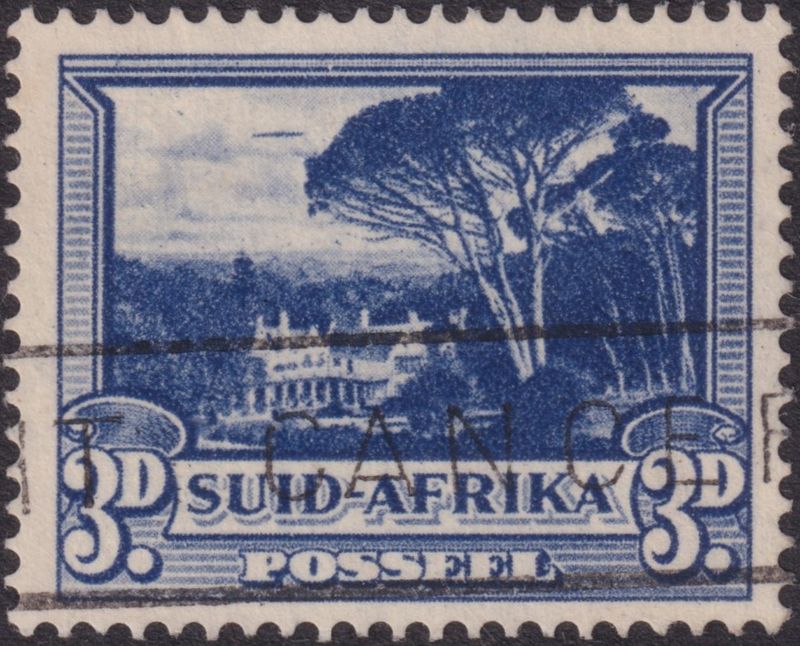South Africa 1951 3d Blue Single with Flying Saucer Variety
