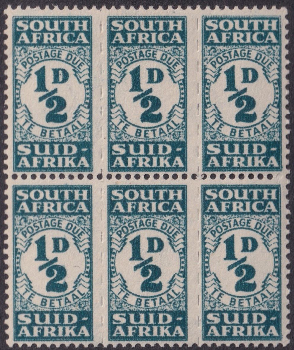 South Africa 1944 ½ Blue-Green Postage Due Two Units