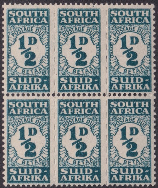 South Africa 1944 ½ Blue-Green Postage Due Two Units