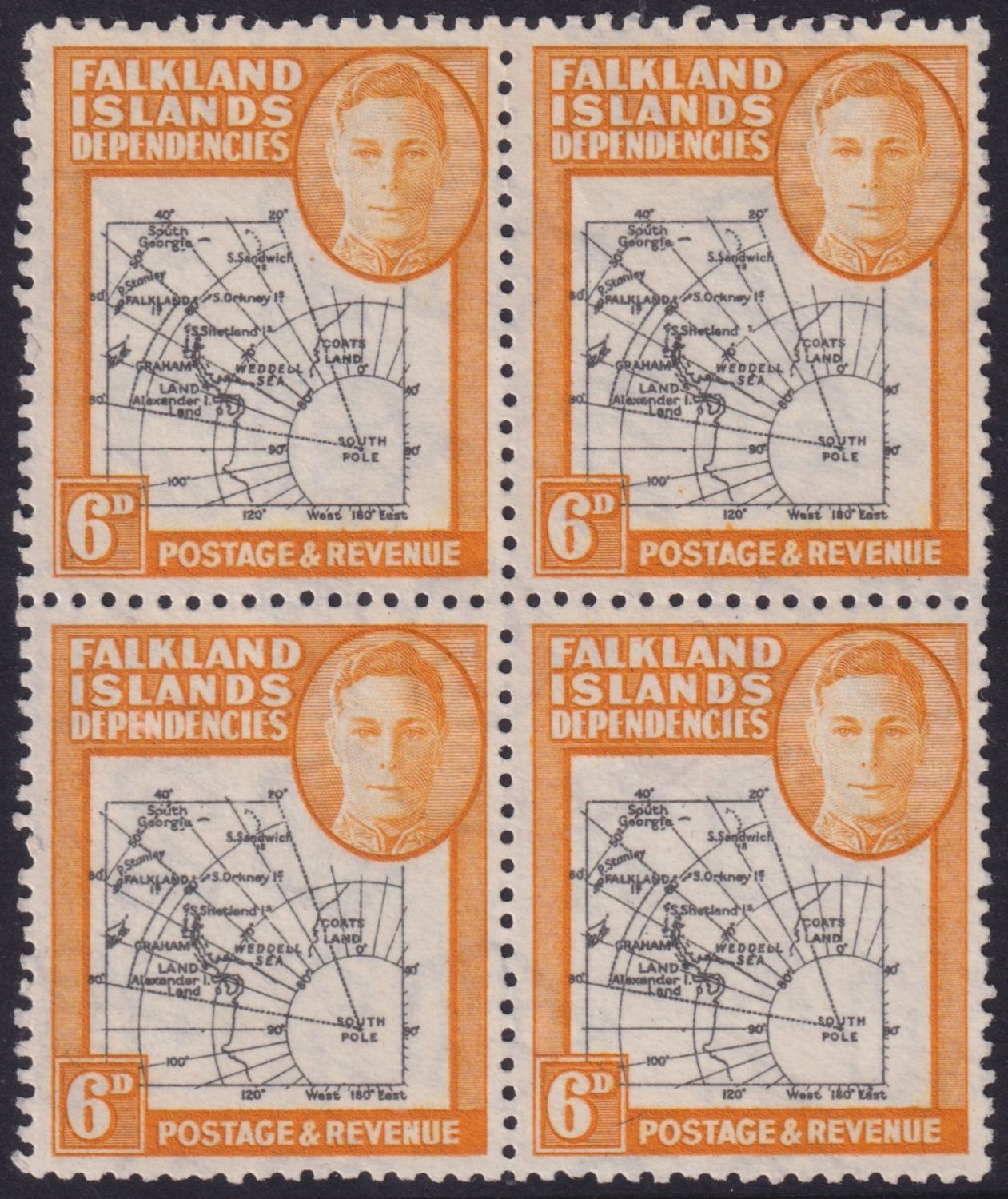 Falkland Islands Dependencies 1946 6d Map with Missing I