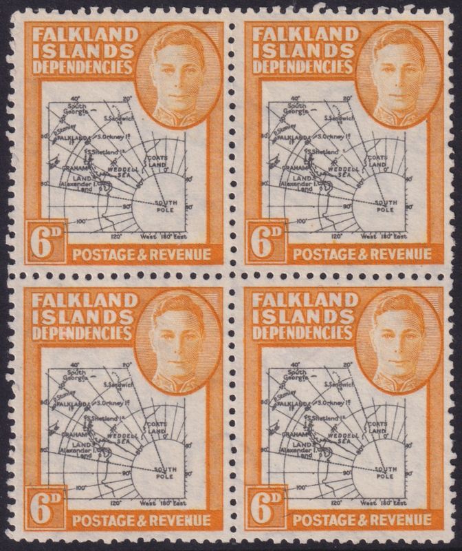 Falkland Islands Dependencies 1946 6d Map with Missing I