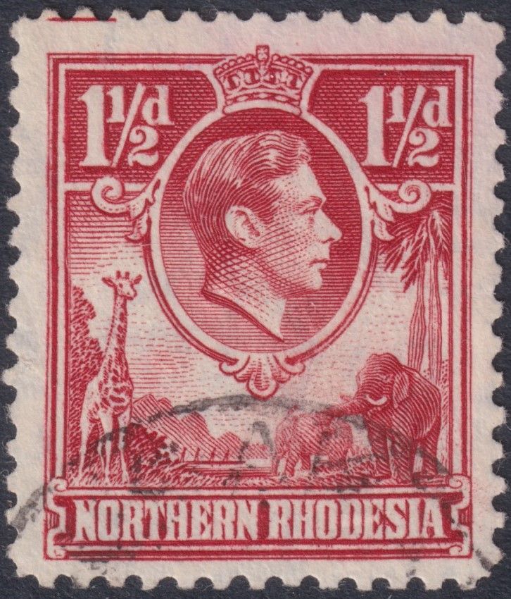 Northern Rhodesia 1938 1½d Carmine-red with Tick-bird Flaw