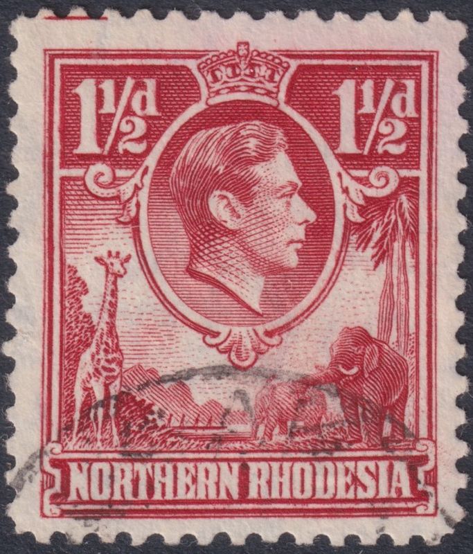 Northern Rhodesia 1938 1½d Carmine-red with Tick-bird Flaw