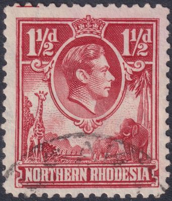 Northern Rhodesia 1938 1½d Carmine-red with Tick-bird Flaw