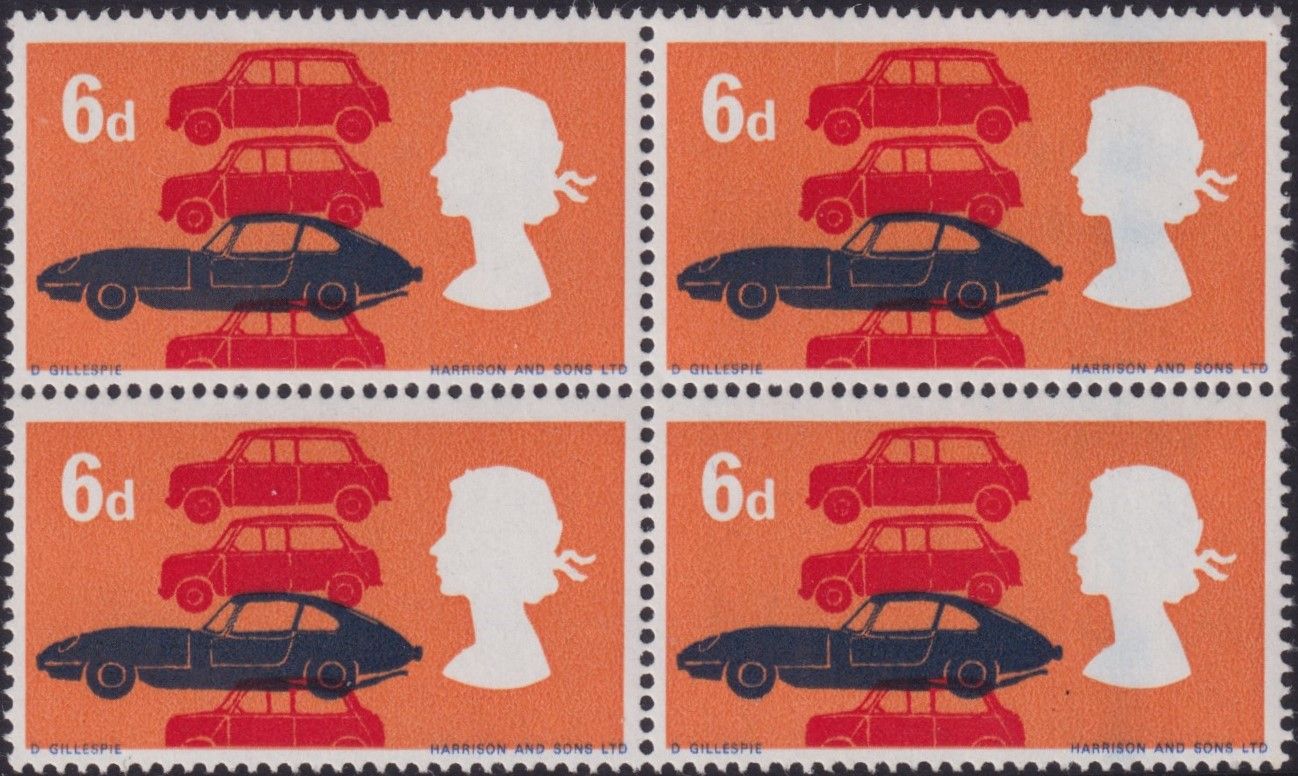 GB 1966 6d Technology with Upward Shift of Dark Blue