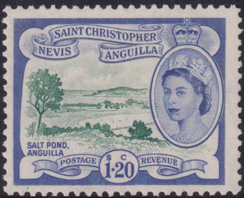 St Kitts Nevis Anguilla 1963 $1.20 Deep Green &amp; Violet-Blue