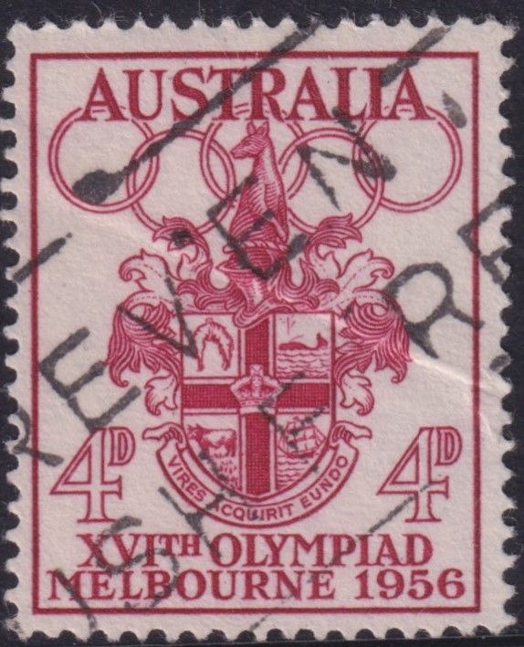Australia 1956 4d Olympics with Harpoon Flaw Spacefiller