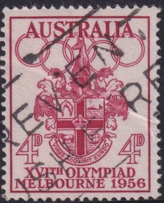 Australia 1956 4d Olympics with Harpoon Flaw Spacefiller