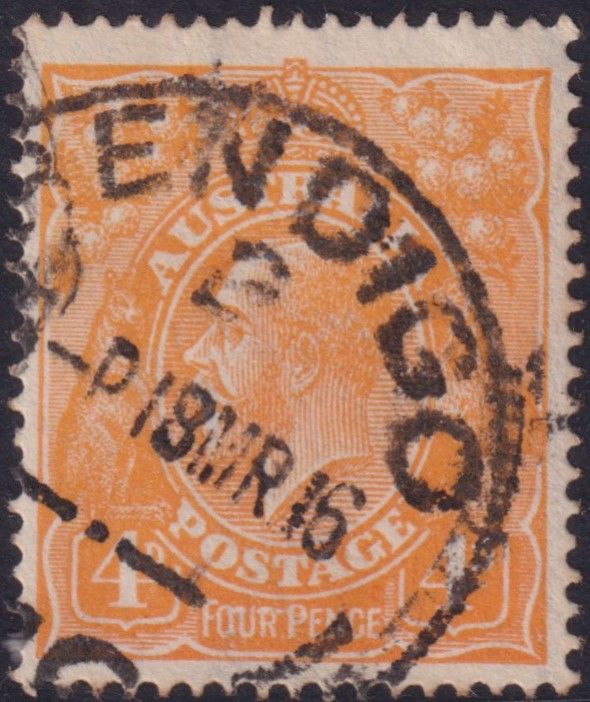 Australia 1915 4d Orange with Line Through Four Pence