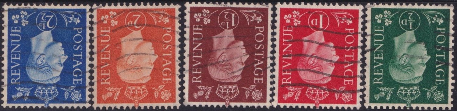 GB KGVI Dark Colours Definitives Inverted Watermark Set