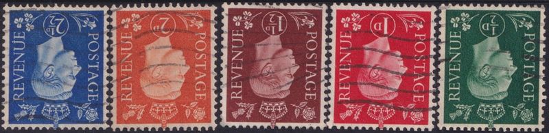 GB KGVI Dark Colours Definitives Inverted Watermark Set
