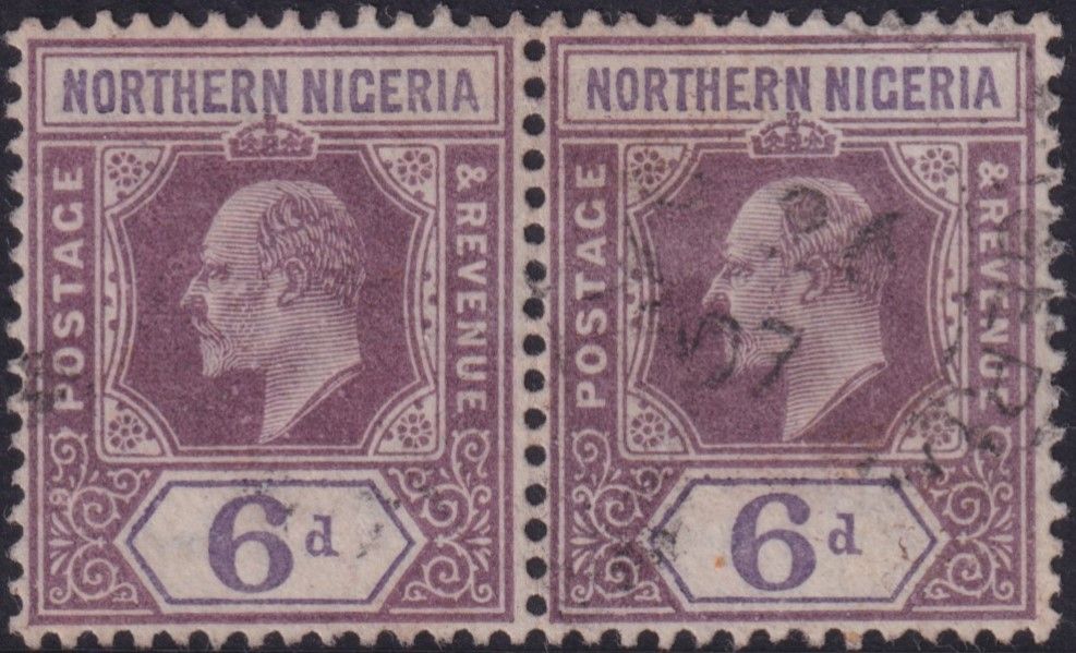 Northern Nigeria 1906 6d Dull Purple &amp; Violet Pair