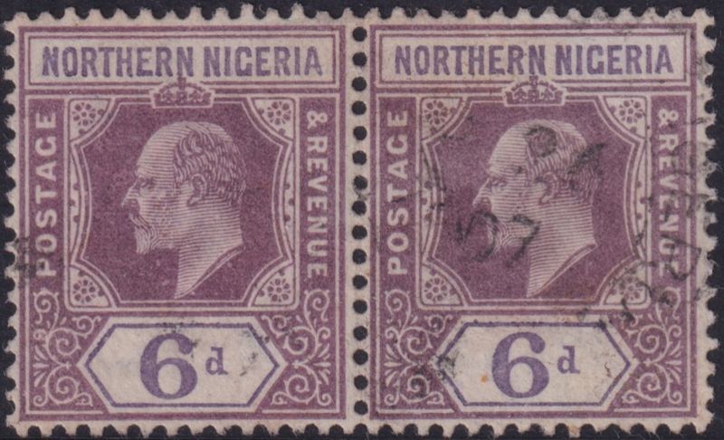 Northern Nigeria 1906 6d Dull Purple &amp; Violet Pair