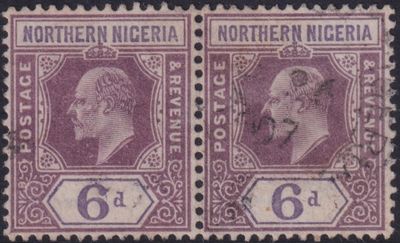 Northern Nigeria 1906 6d Dull Purple &amp; Violet Pair