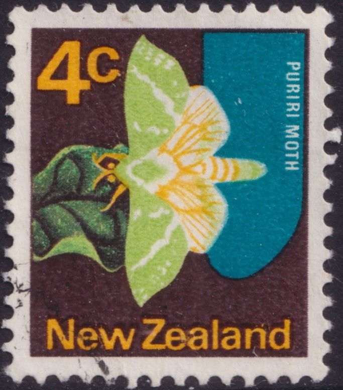 New Zealand 1970 4c Puriri Moth with Deep Green Omitted