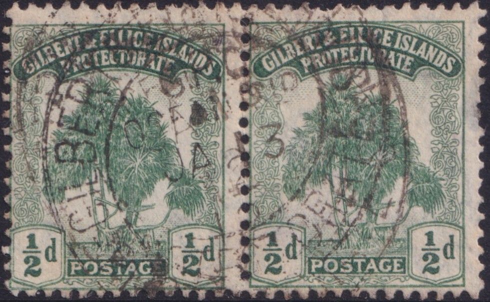 Gilbert &amp; Ellice Islands 1911 ½d Green Pair