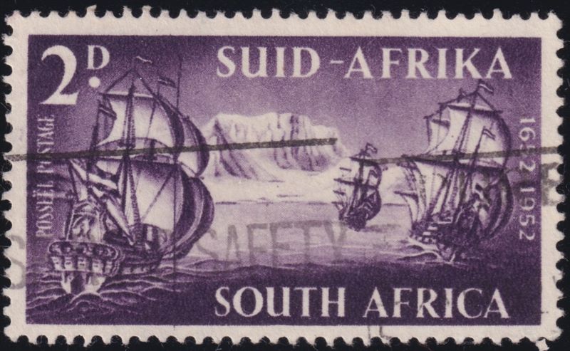 South Africa 1952 2d Van Riebeeck with Line Through Sail