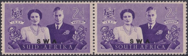 South  West Africa 1947 2d Royal Visit with Bird on 2 Variety