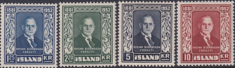 Iceland 1952 Death of Sveinn Bjornsson Set