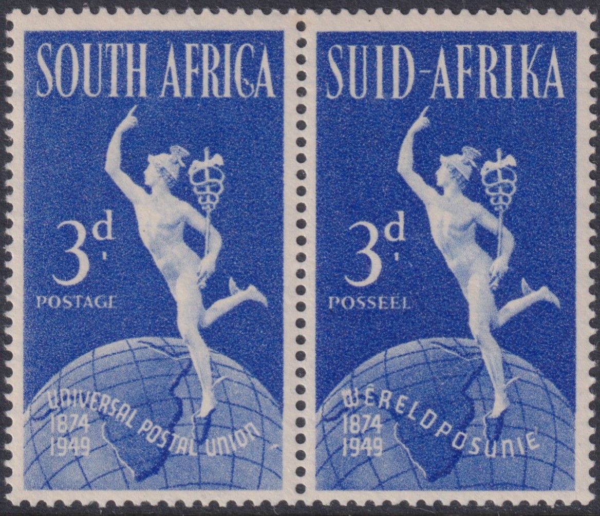 South Africa 1949 3d UPU Pair with Serif on C of Africa