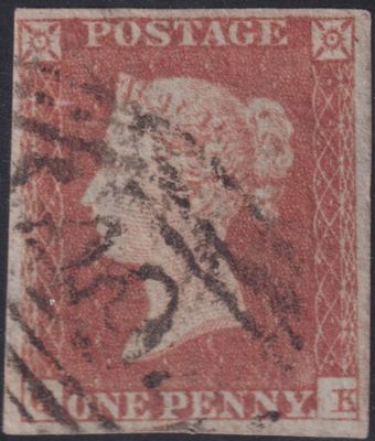 GB 1851 1d Red-Brown Plate 127 Four Margins