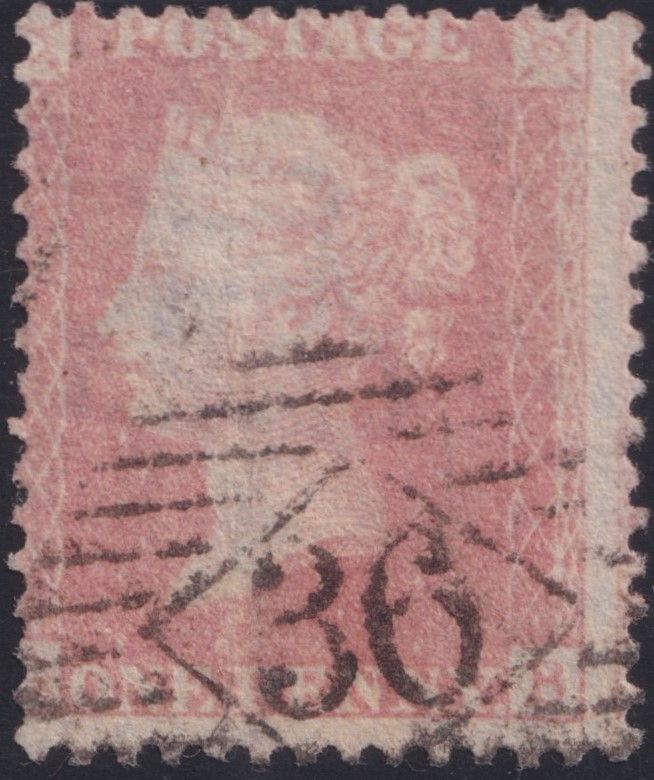 GB 1856 1d Pale-red Plate 44 Inverted Watermark