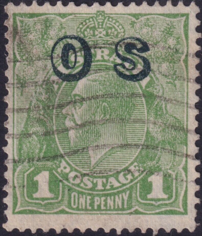 Australia 1932 1d Green OS with Reversed Watermark