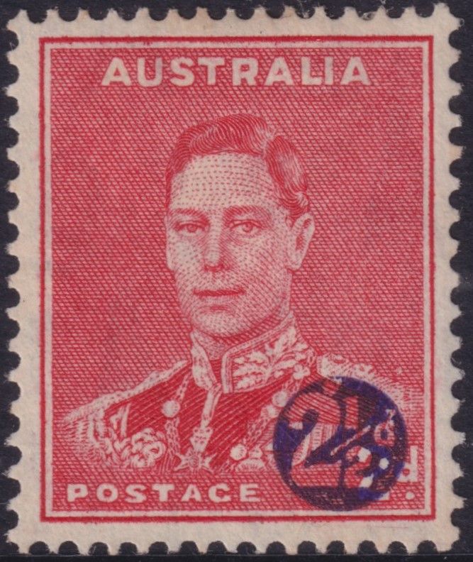 Australia 1941 2½d on 2d War Surcharge with Spot over Large 2 Variety