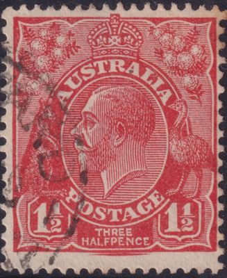 Australia 1927 1½d Scarlet with Coloured Line Below Bottom Frame