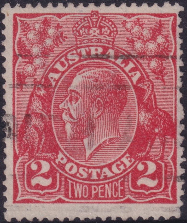 Australia 1922 2d Bright Rose-Scarlet with Spot on Emu