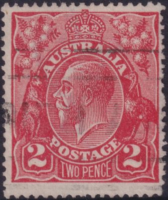 Australia 1922 2d Bright Rose-Scarlet with Spot on Emu