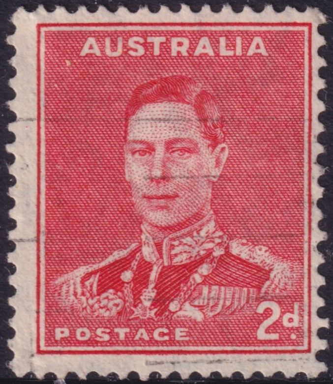 Australia 1938 2d Scarlet with Medal Flaw