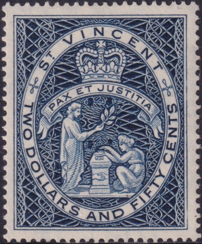 St Vincent 1955 $2.50 Deep Blue