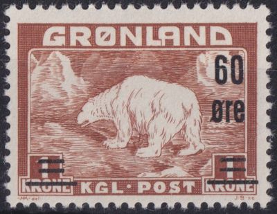 Greenland 1956 60o on 1k Polar Bear