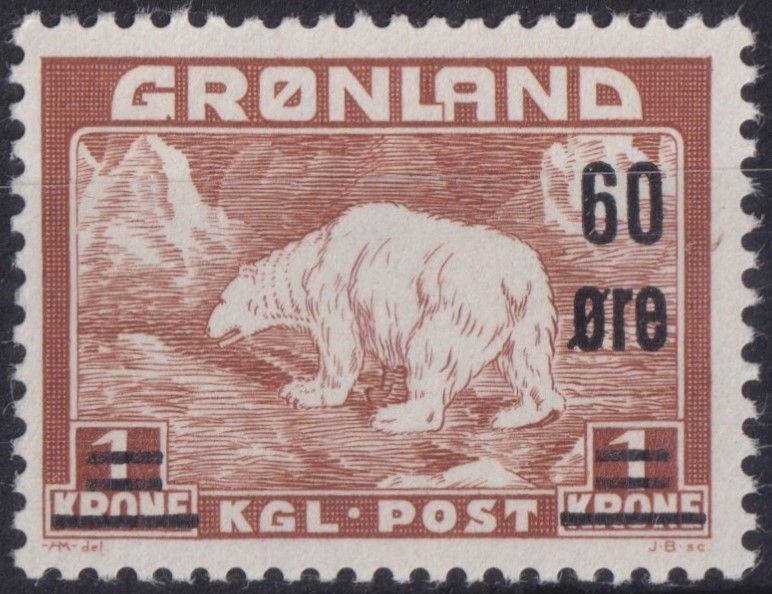Greenland 1956 60o on 1k Polar Bear
