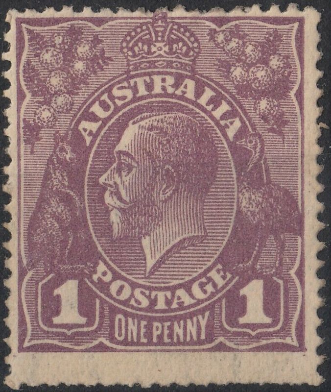 Australia 1922 1d Violet with White Spot in South East Corner