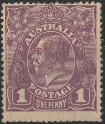Australia 1922 1d Violet with White Spot in South East Corner