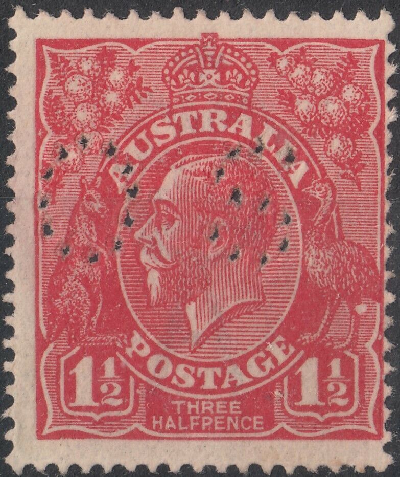 Australia 1924 1½d Scarlet KGV perf OS with White Flaw on Emu&#39;s Leg
