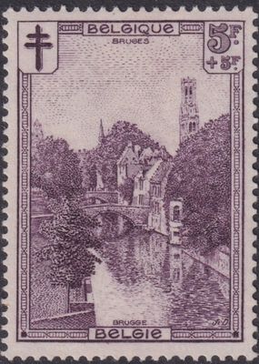Belgium 1929 5f+5f Purple Anti TB Fund