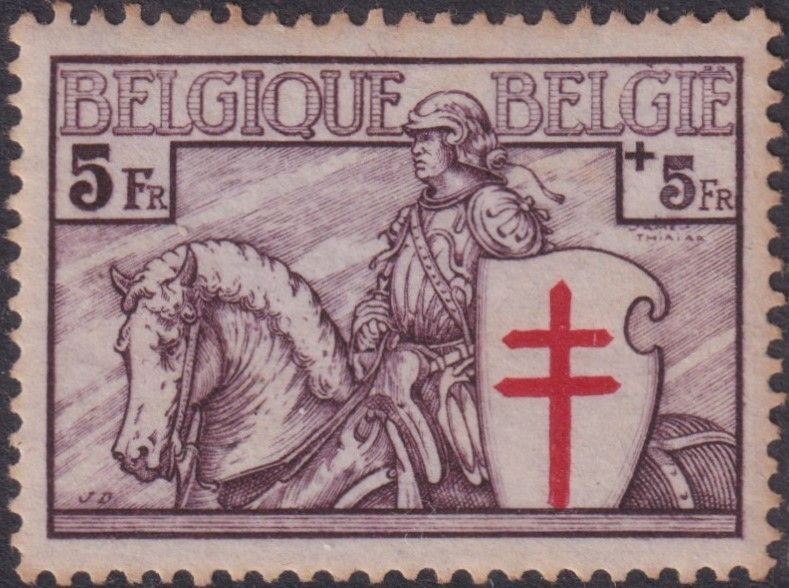 Belgium 1934 5f+5f Purple Anti TB Fund
