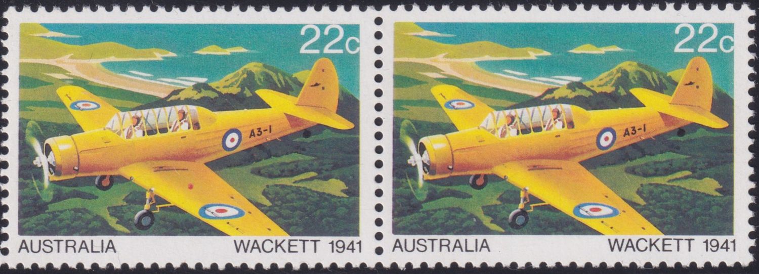 Australia 1980 22c Wackett Pair with Large Red Spot on Wing