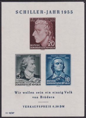East Germany 1955 150th Death Anniversary Of Schiller